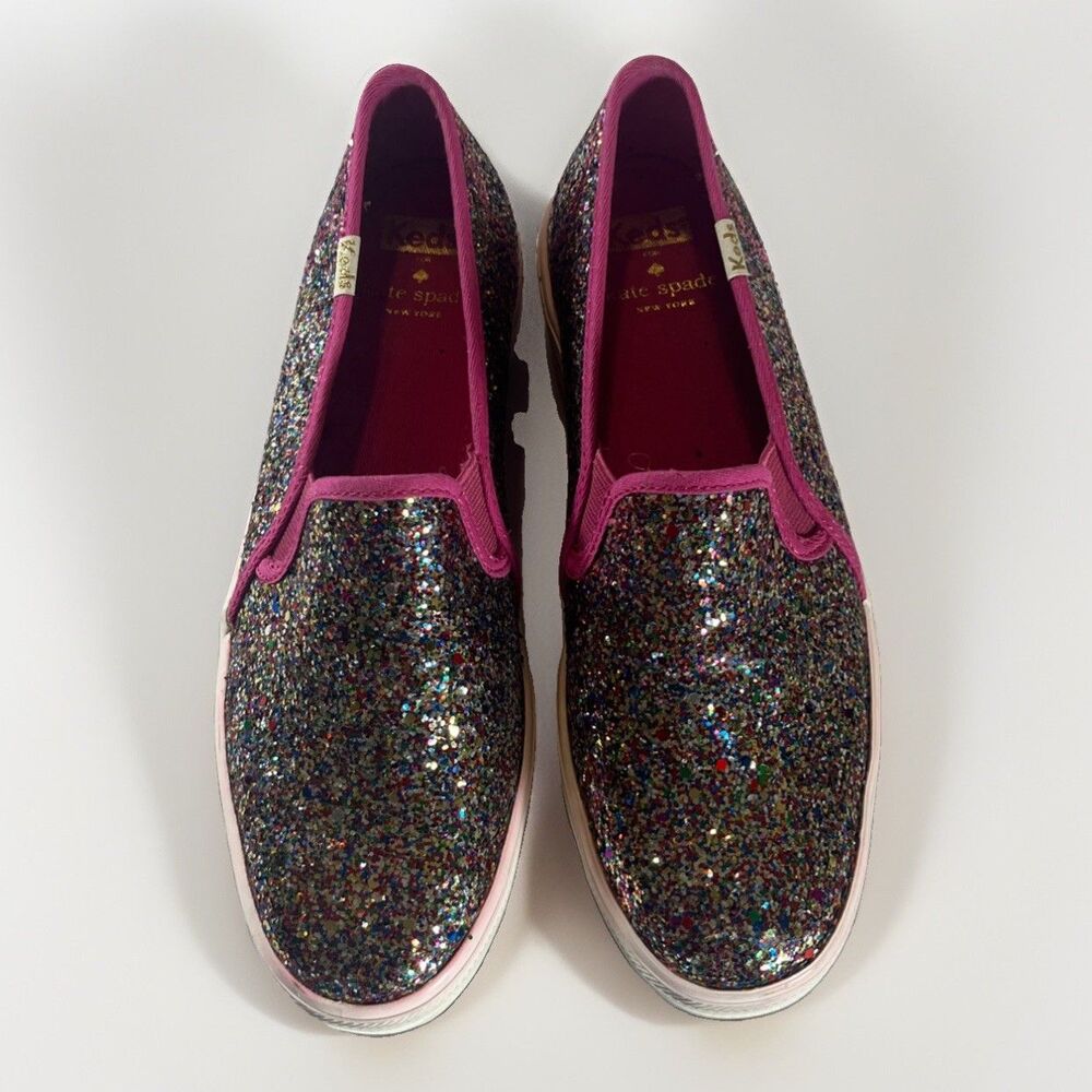 Keds For Kate Spade Pink Glitter Slip On Mules Women's Shoes Size 7